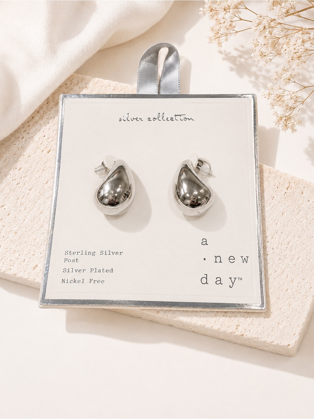 Sterling Silver Teardrop Stud Earrings nickel free women’s jewelry preppy y2k